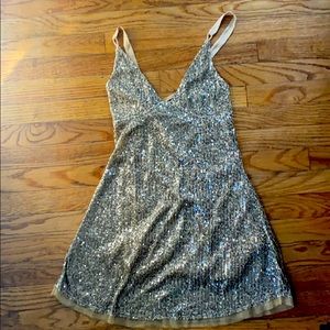 Free People Gold Sequined Slip Dress